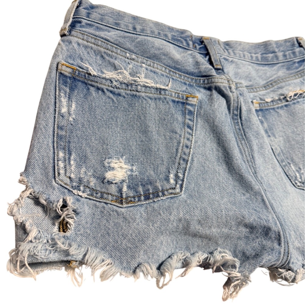 Agolde Parker Vintage Cut Off Shorts Light Indigo Distressed Denim Size 27 - Picture 9 of 10